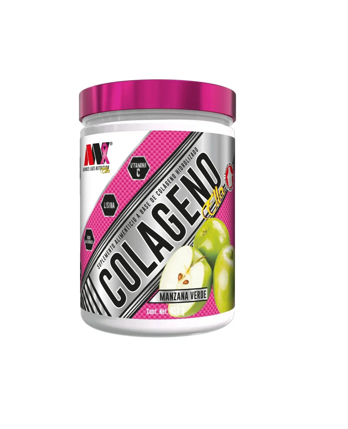 Advance Nutrition Colageno Hidrolizado Ella Con Vitamina C Y Acido Hialurónico 450g Manzana Verde