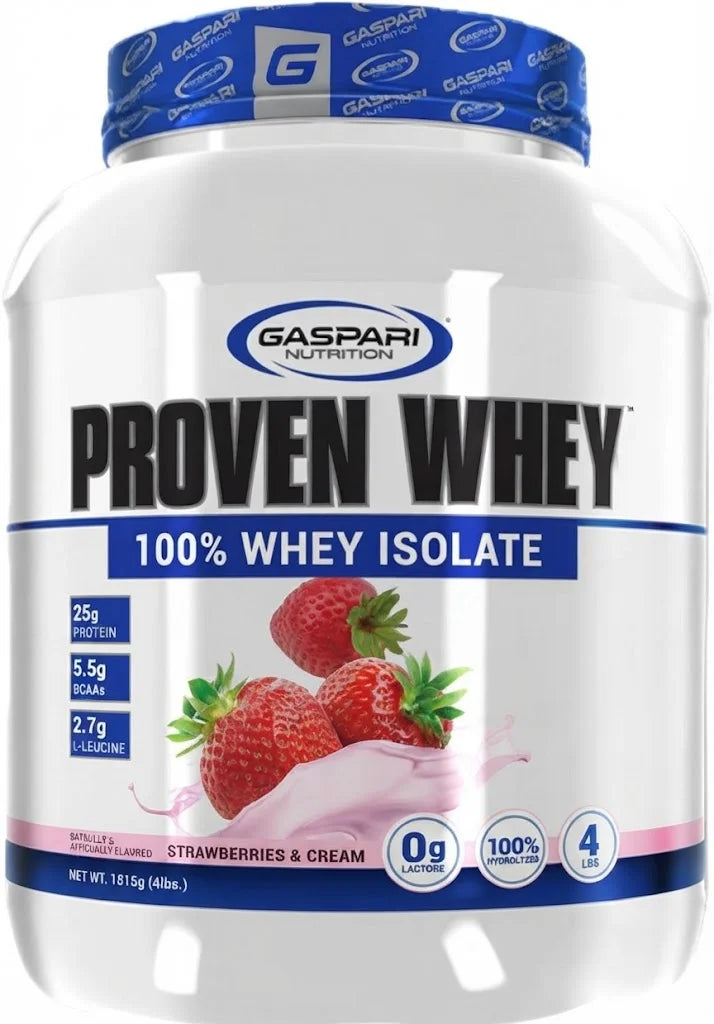 Gaspari Nutrition Proteina Proven Whey 100% Whey Isolate 4Lbs 55 Servicios Strawberry Creme
