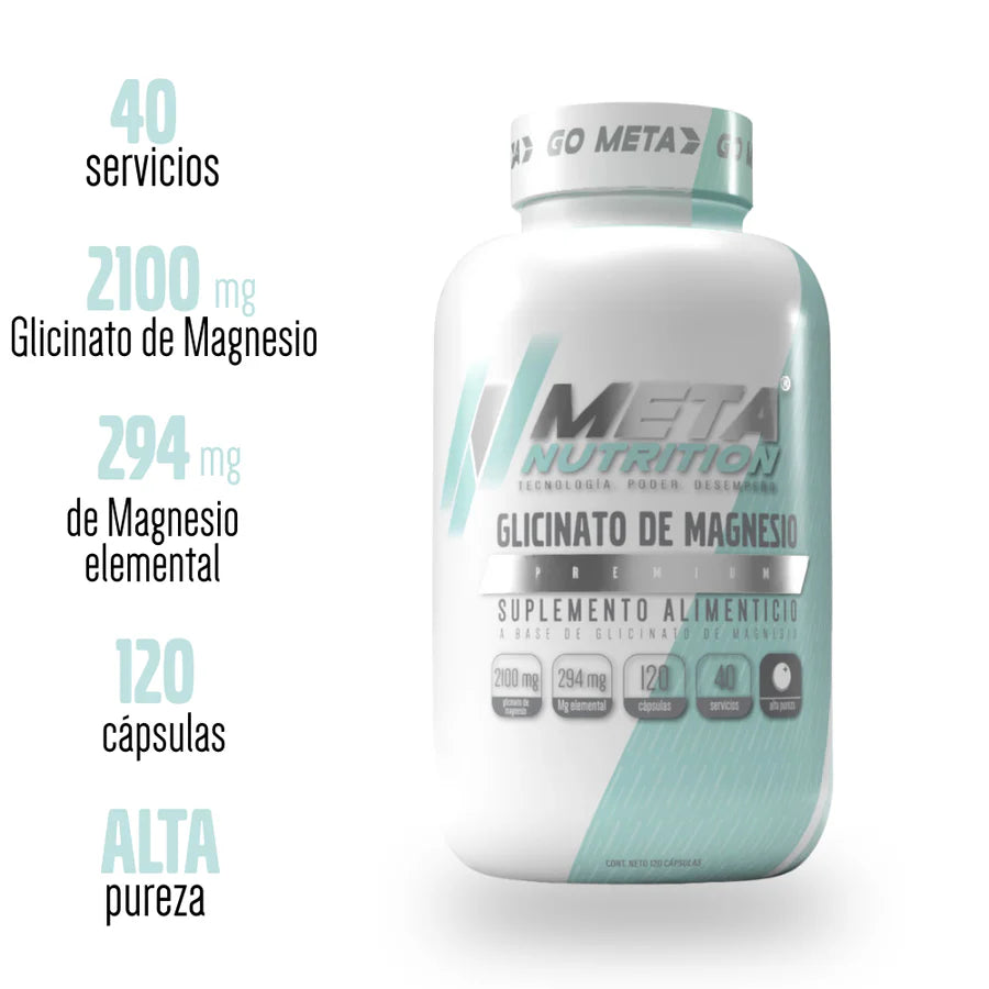 Meta Nutrition Glicinato de Magnesio 120 Caps 40 Servios Portada 4