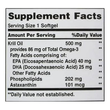 Nature's Bounty Krill Oil 500mg 30 capsulas Informacion nutricional