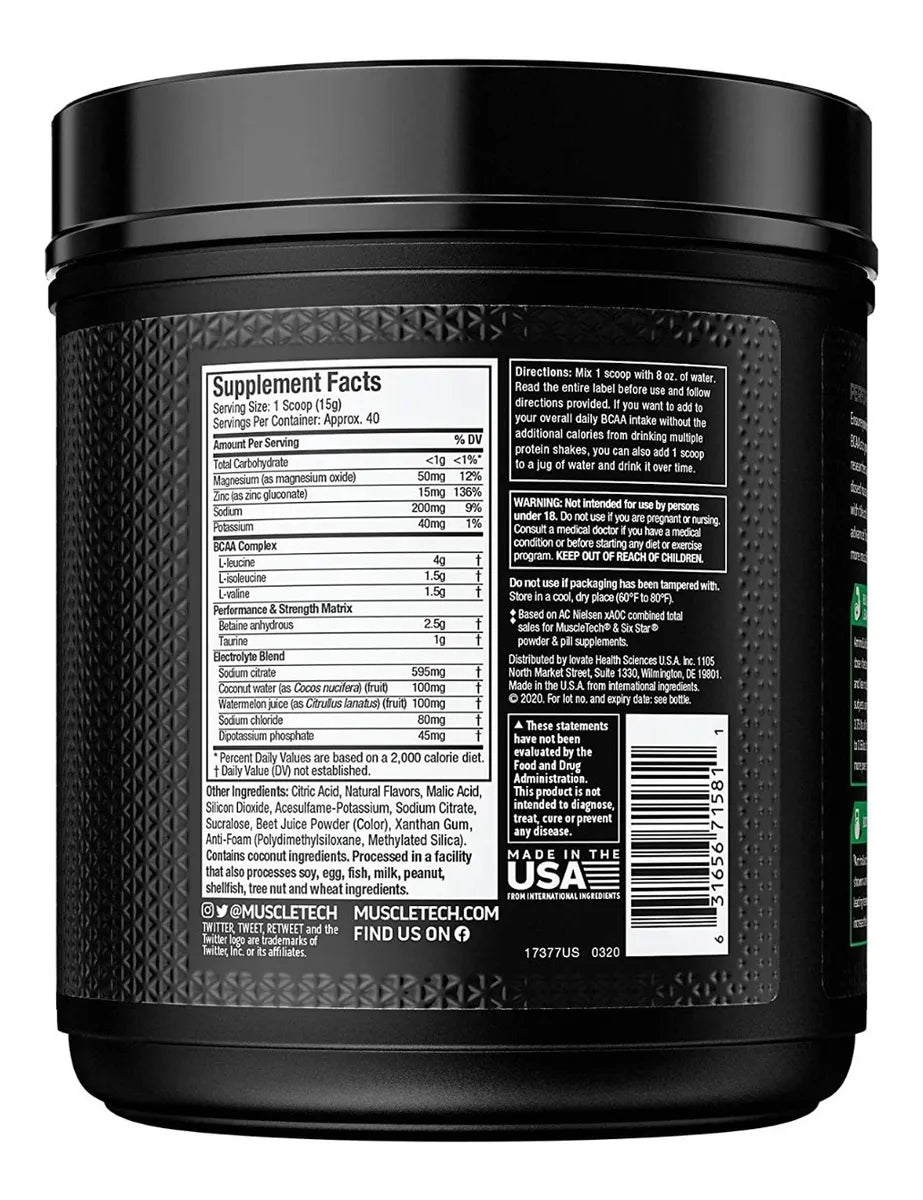 Muscletech Amino Build 40 servicios informacion nuricional