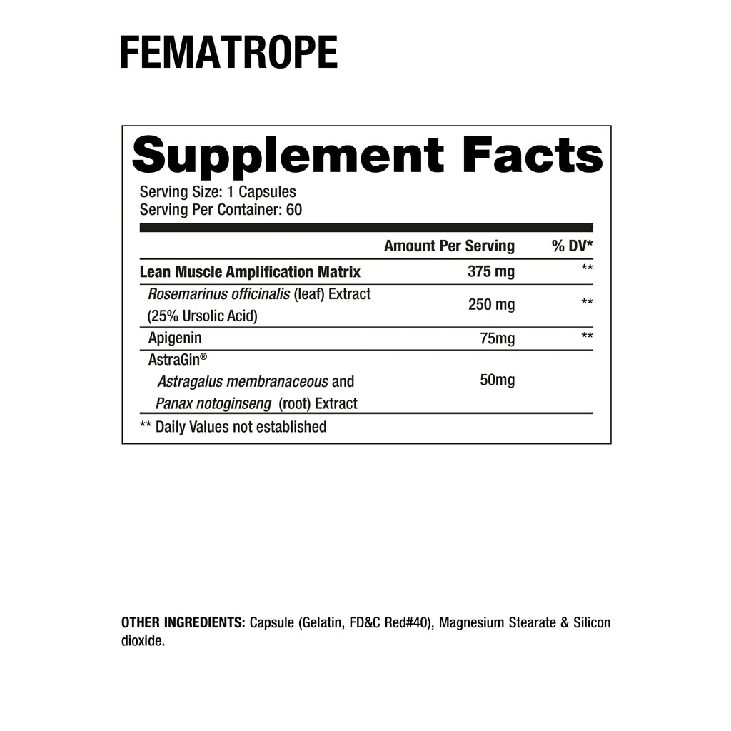 Dragon Pharma Fematrope 60 Capsulas informacion nutricional