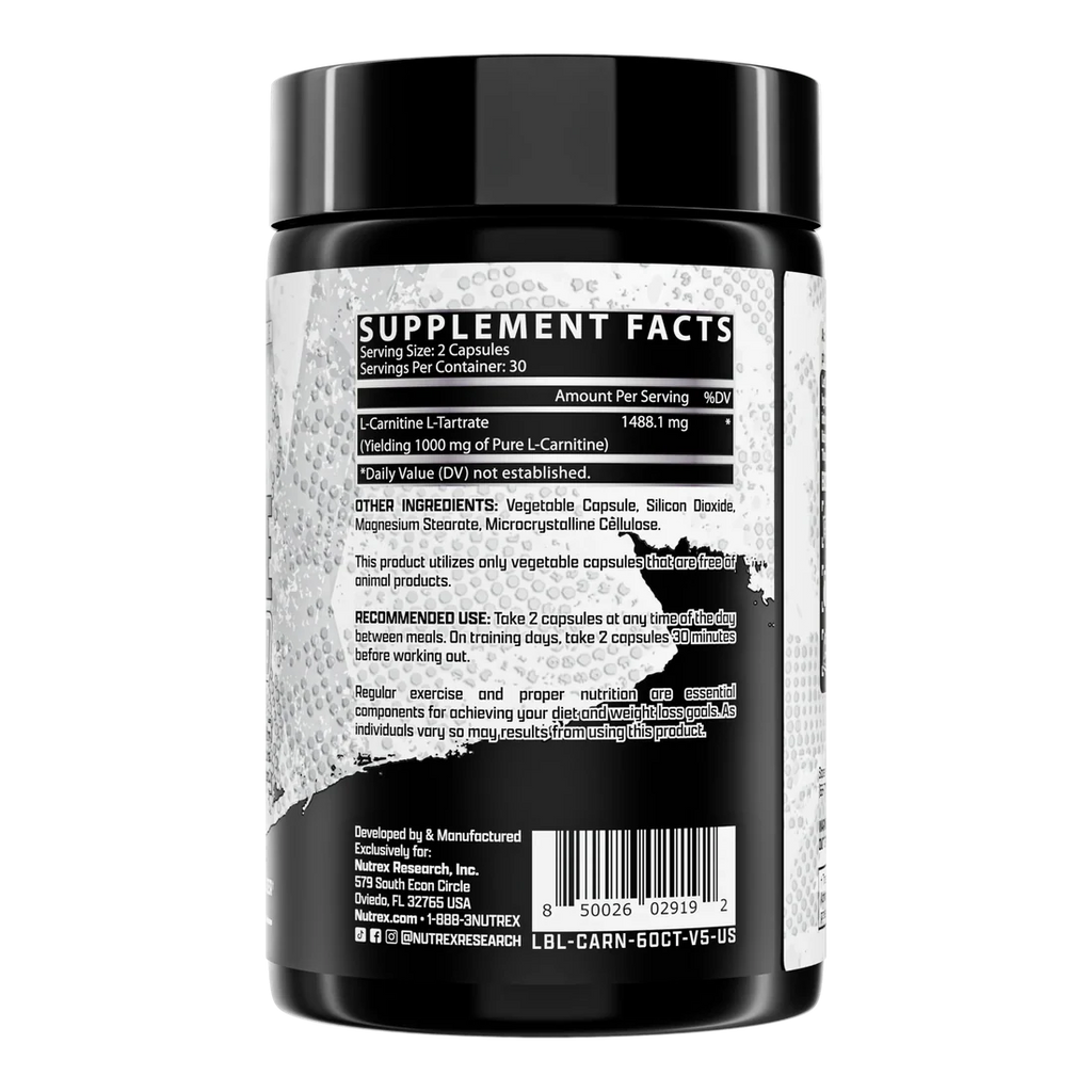 Nutrex L Carnitina 1000 60 Capsulas Informacion nutricional