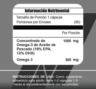 Meta Nutrition Omega 3 + 90 capsulas informacion nurticional