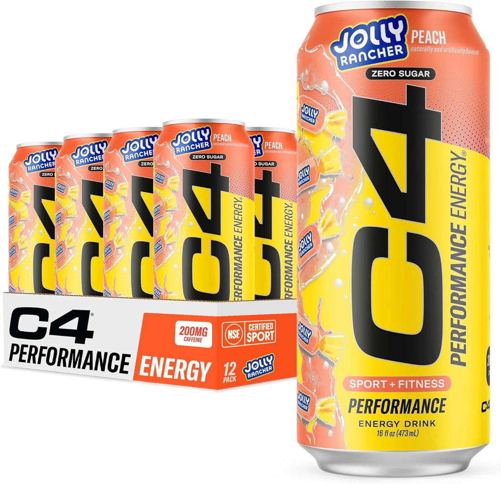 Cellucor C4 Energy Drink 16oz 12 Pack Jolly Rancher peach