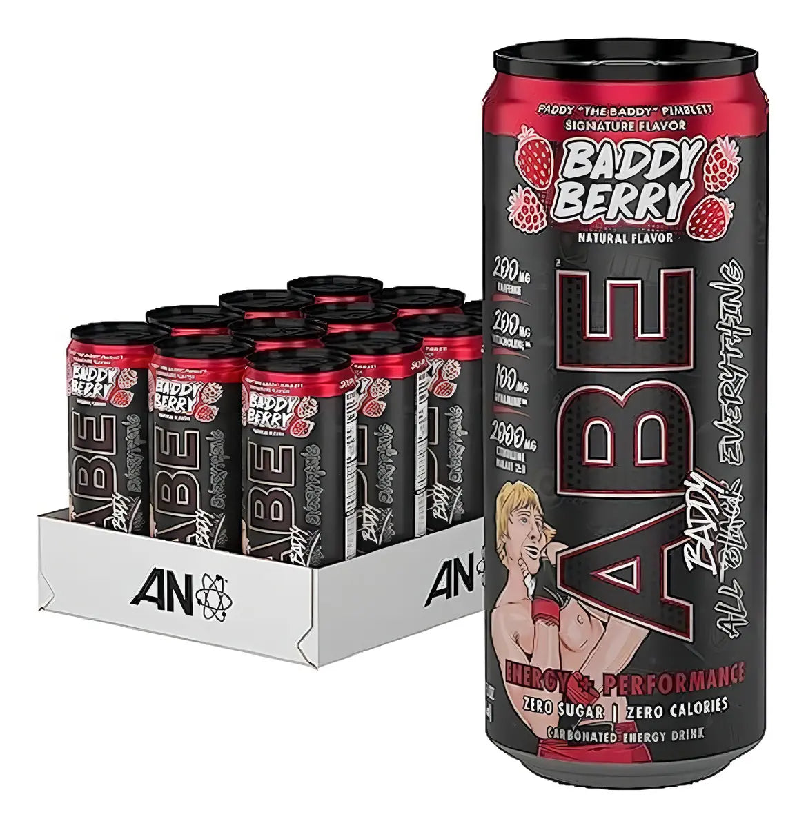 AN ABE Energy Drink + Performance 11.2 Oz 12 Pack Baddy berry