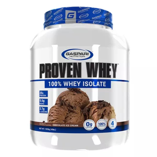 Gaspari Nutrition Proteina Proven Whey 100% Whey Isolate 4Lbs 55 Servicios Chocolate Ice Cream Portada