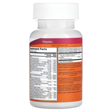 Now Foods Daily Vits 100 Tabletas Informacion nutricional