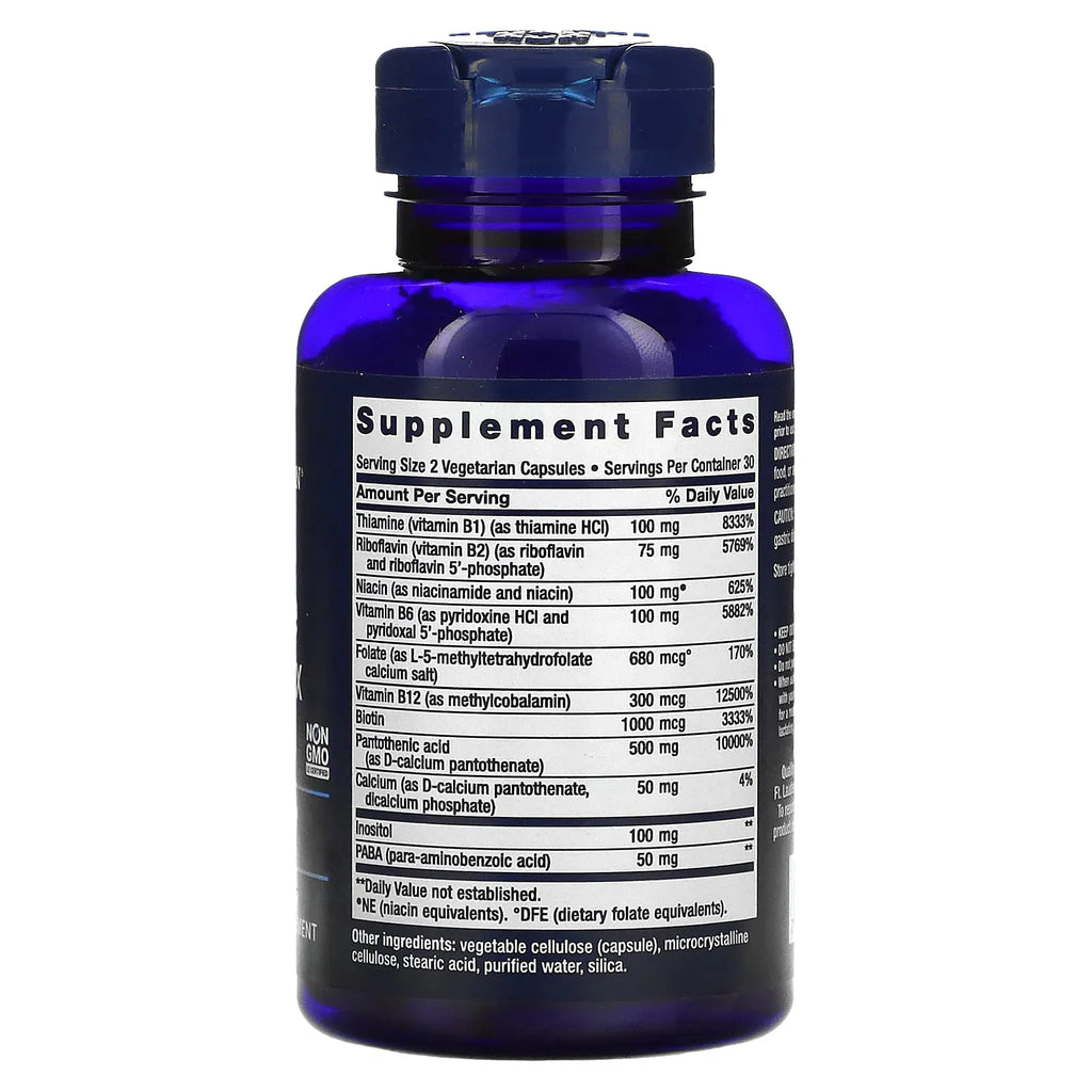 Life Extension Complejo B Complex Bioactivo 60 Cápsulas Informacion nutricional