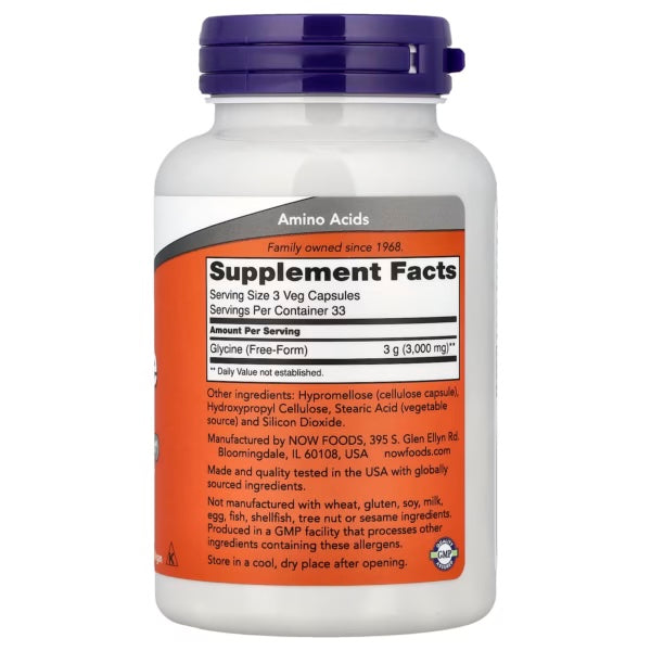 Now Foods Glycinate 1000 Mg 100 Veg Cap informacion nutricional