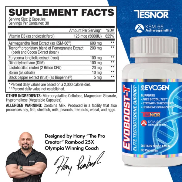 Evogen Evoboost-T 60 Capsulas Informacion nutricional