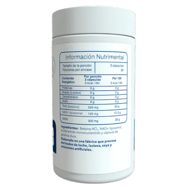Essentials Pure NAD+ 60 Capsulas Infromacion nutricional