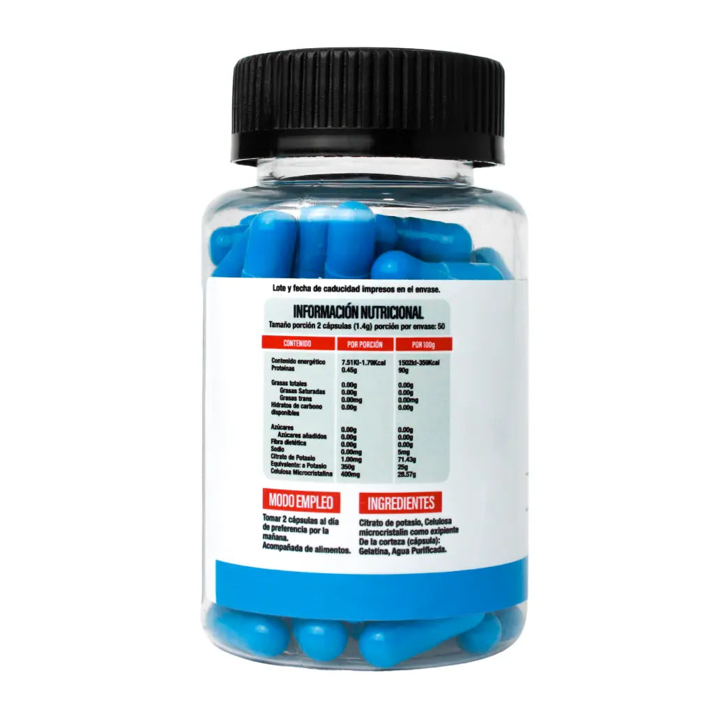 Superlabs Nutrition Citrato de Potasio 500mg 100 capsulas Informacion nutricional