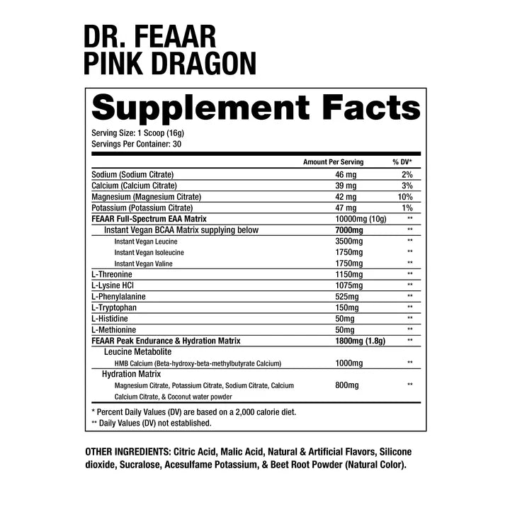 Dragon Pharma Dr FEAAR 30 Servicios. Aminoácidos Dragon Pharma Dr FEAAR 30 Servicios. informacion nutricional