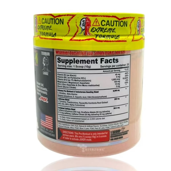 Terror labz. Joker Extreme Pre Workout 30serv Informacion nutricional
