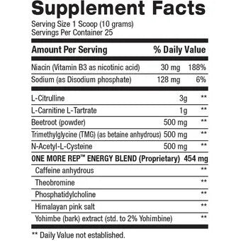 BPI Sports One More Rep Pre Entreno 25 Servicios informacion nutricional