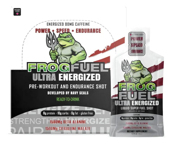 Frog Fuel Ultra Energized Pre-Workout Caffeine 24 shots Mixed Berry Portada 3