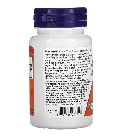 Now Foods Methyl Folate 1,000 MCG 90 Tabletas portada 2