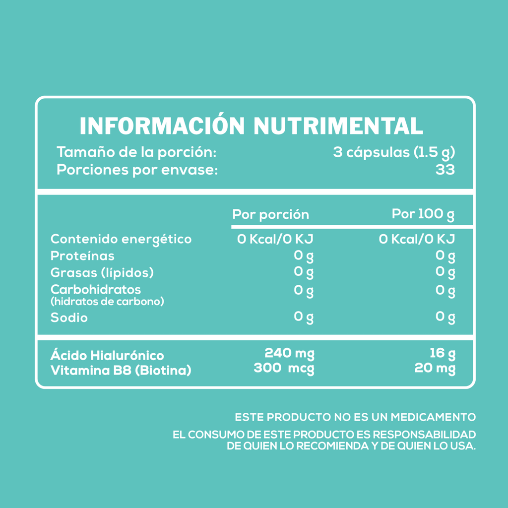 CaroFit Biotina + Acido Hialuronico 30 Capsulas 3-2CaroFit Biotina + Acido Hialuronico 30 Capsulas informacion nutricional