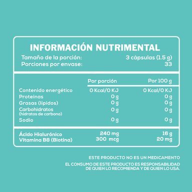 CaroFit Biotina + Acido Hialuronico 30 Capsulas 3-2CaroFit Biotina + Acido Hialuronico 30 Capsulas informacion nutricional