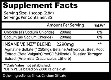 Insane Labz Psychotic Blend Pre Entreno 35 Servicios informacion nutricional