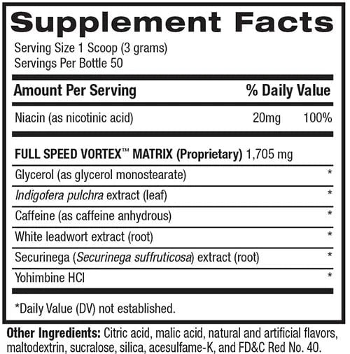 BPI Sports 1.M.R. VORTEX Pre Entreno 50 Servicios informacion nutricional