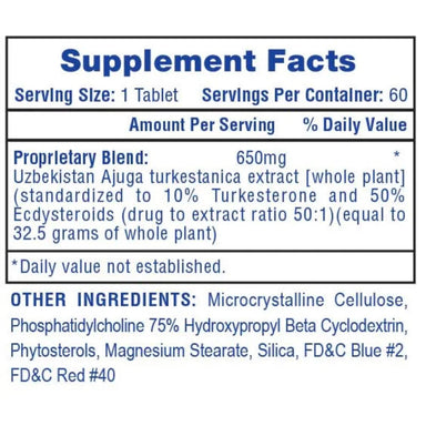 Hi Tech Turkesterone 650 60 Tabletas I)(nformacion nutricional