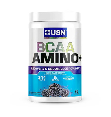 USN Bcaa Amino 30 servicios. Aminoácidos mora azul