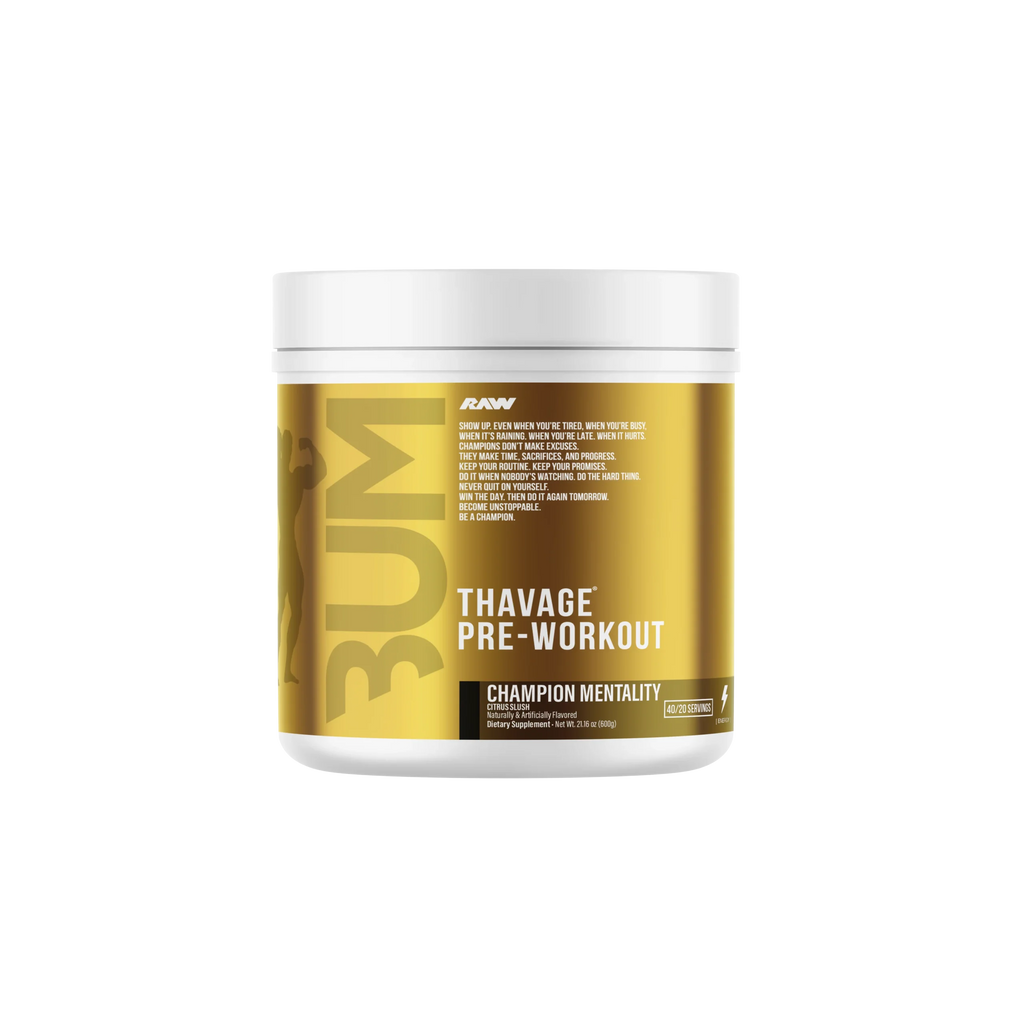 Raw Nutrition Bum Thavage Pre Entreno 40 Servicios champion mentality