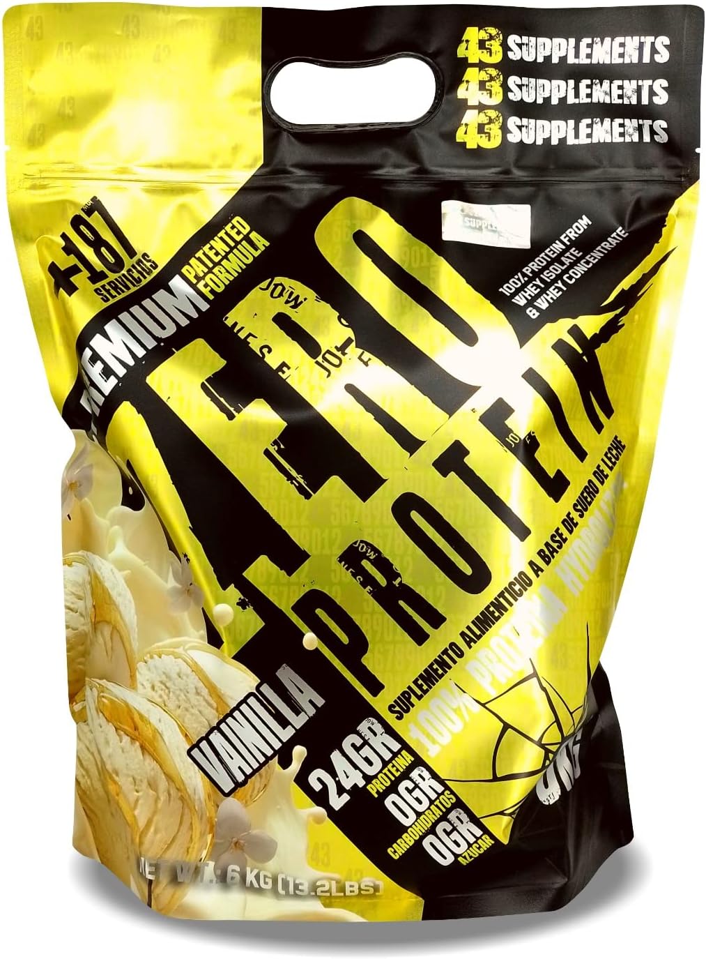 43 Supplements Proteina Hidrolizada 13.2 Lbs 150 Servicios vainilla