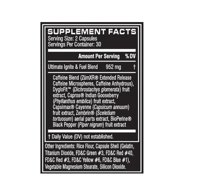 Cellucor Super HD Ultimate 60 cápsulas / 30 servicios informacion nutricional