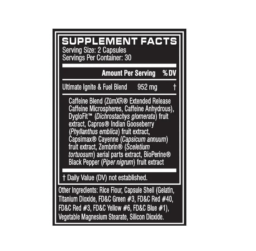 Cellucor Super HD Ultimate 60 cápsulas / 30 servicios informacion nutricional