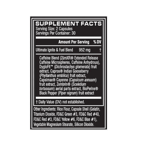 Cellucor Super HD Ultimate 60 cápsulas / 30 servicios informacion nutricional