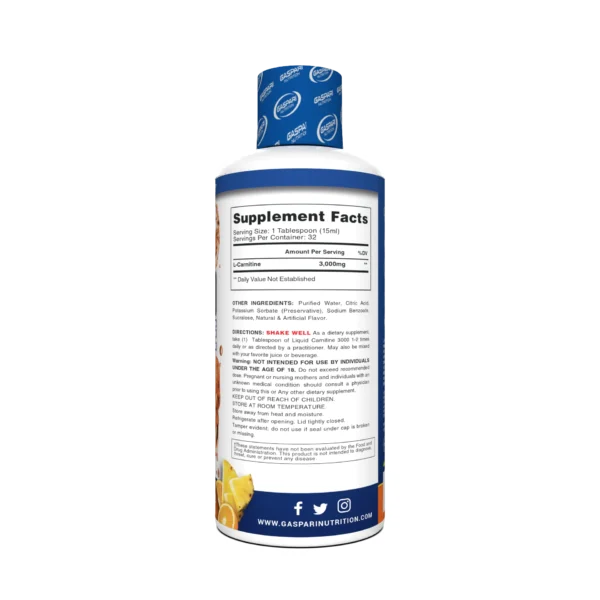 Gaspari Nutrition Carnitina Liquida 3000 32 Servicios Informacion nutricional