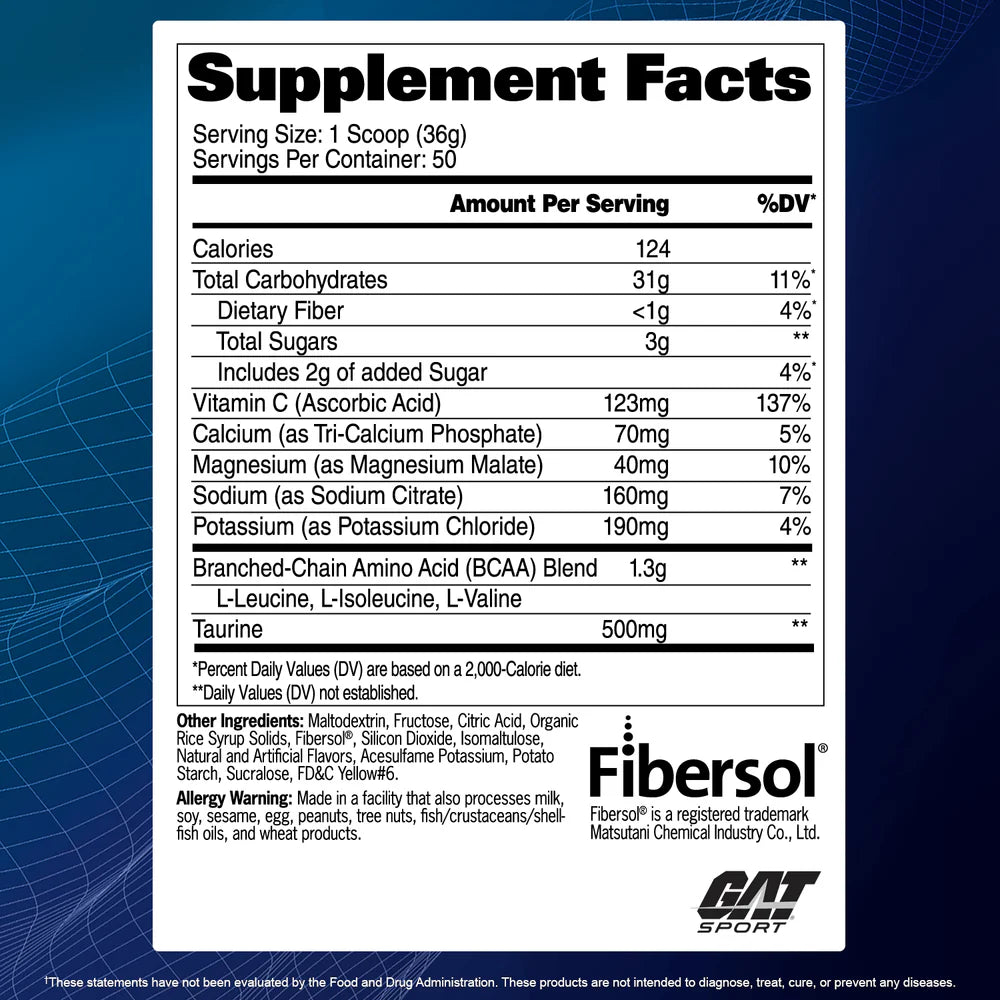 GAT Sport Carbotein 4Lbs 50 Servicios informacion nutricional
