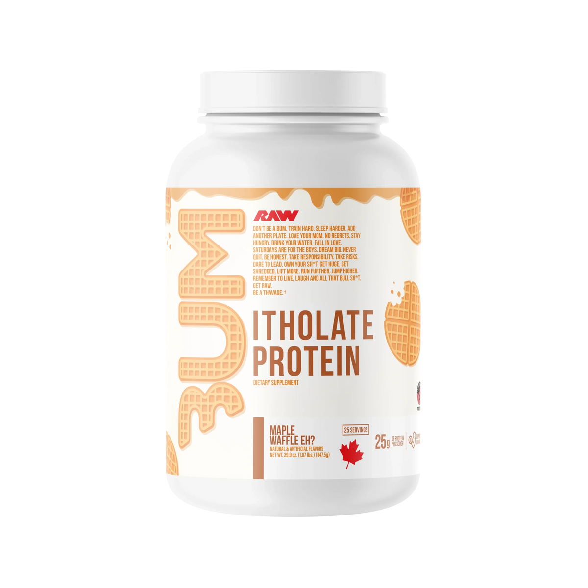 Raw Nutrition Proteina Bum Itholate Protein 1.9 Lbs 25 Servicios mapple waffle
