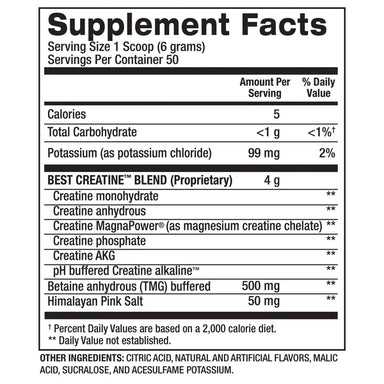 BPI Sports Best Creatina 50 servicios informcion nutricional