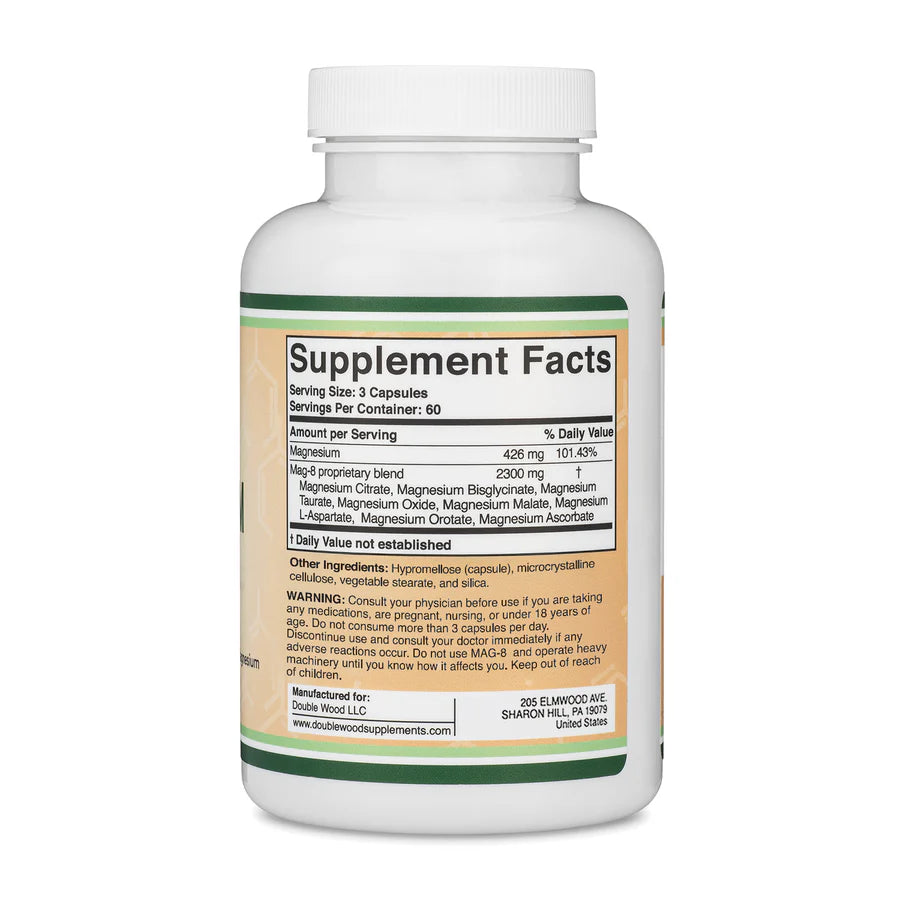 Double Wood Mag-8 Magnesio Complex 2300mg 180 Capsulas Informacion nutricional