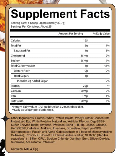 Nutrifitt epic whey 1.73lbrs 25servicios Proteina Informacion nutricional