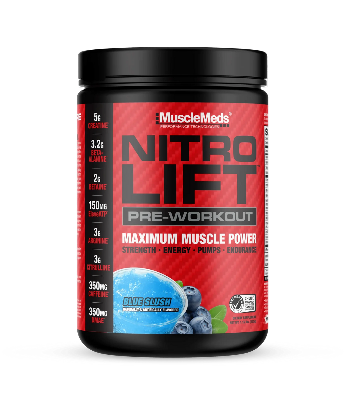 Musclemends Nitro Lift Pre Workout 40 Servicios blue slush