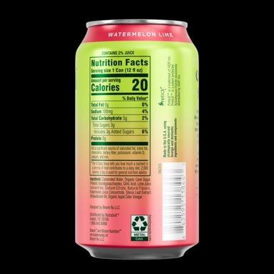 Bloom Nutrition Pop Prebiotic Soda 355ml 12 Pack Informacion nutricional