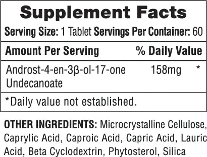 Hi Tech Andriol 60 Tabletas informacion nutricional