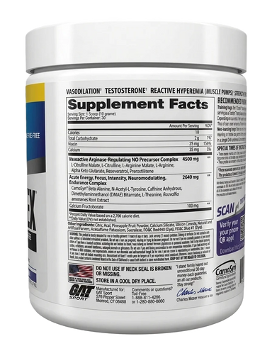 GAT Sport Nitraflex Pre Entreno 30 Servicios Informacion Nutricional