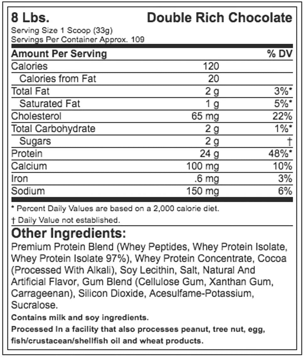 Muscletech Nitrotech Whey Gold 8 lbs informacion nutricional