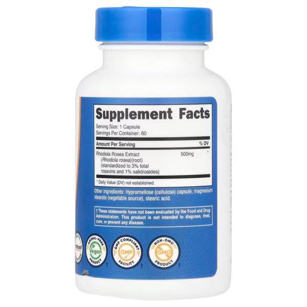 Nutricost Rhodiola Rosea 500mg 60 Capsulas Informacion nutricional