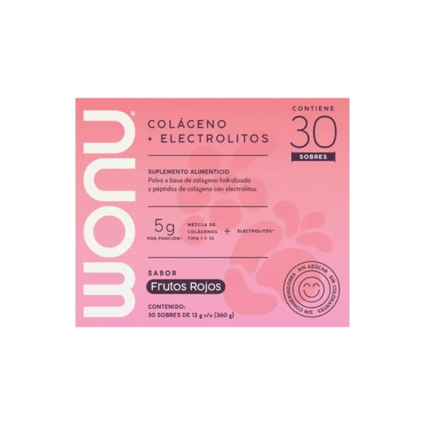 Wonu Colágeno + Electrolitos 30 Sobres De 12g c/u Sabor Frutos Rojos Poratada 2