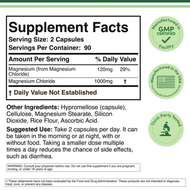 Double Wood Cloruro De Magnesio 1000mg 180 Cápsulas Informacion Nutricional