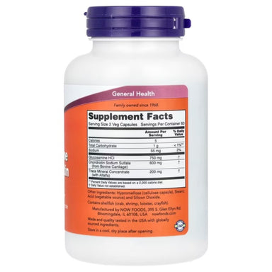 Now Foods Glucosamine & Chondroitin 120 Tabletas Informacion nutricional