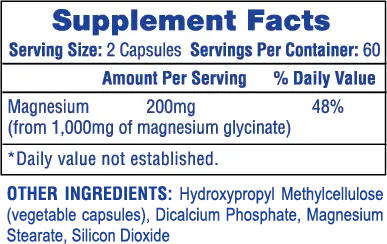 Hi Tech Magnesium Glyciniate 120 Capsulas informacion nutricional