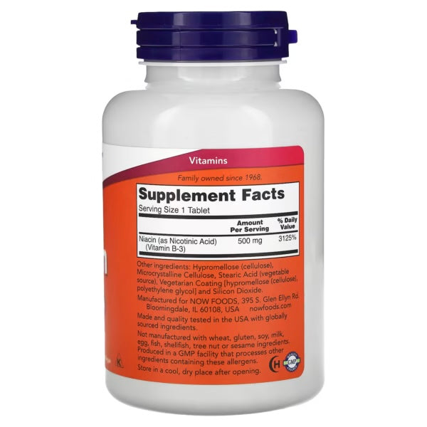 Now Foods Niacin 500 Mg 250 Tabs Informacion nutricional